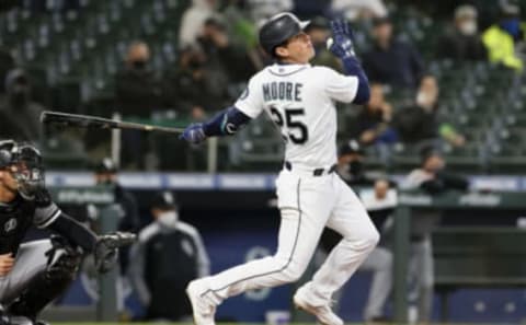 Dylan Moore of the Seattle Mariners in action against the Chicago White Sox. (Photo by Steph Chambers/Getty Images)