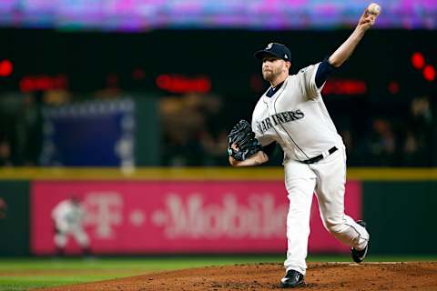 May 2, 2017; Seattle, WA, USA; Seattle Mariners starting pitcher James Paxton (65) throws against the Los Angeles Angels during the second inning at Safeco Field. Mandatory Credit: Joe Nicholson-USA TODAY Sports