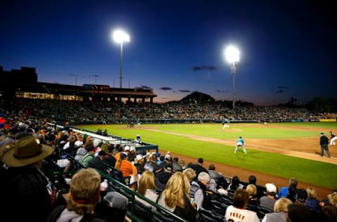 Mar 23, 2017; Scottsdale, AZ, USA; Overall view of Scottsdale Stadium during a San Francisco Giants game against the Seattle Mariners during a Cactus League spring training game. Mandatory Credit: Mark J. Rebilas-USA TODAY Sports