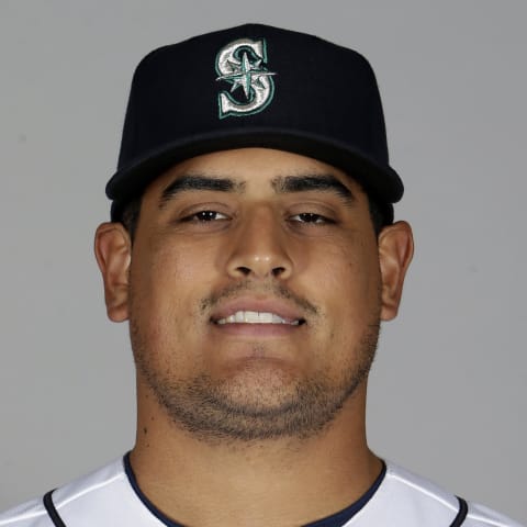 Feb 20, 2017; Peoria, AZ, USA; Seattle Mariners relief pitcher James Pazos (47) poses during photo day at Peoria Sports Complex. Mandatory Credit: Rick Scuteri-USA TODAY Sports