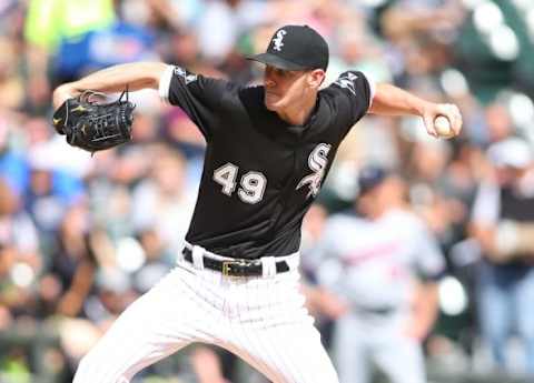 Sep 13, 2015; Chicago, IL, USA; Chicago White Sox starting pitcher Chris Sale (49) delivers a pitch during the second inning against the Minnesota Twins at U.S Cellular Field. Mandatory Credit: Caylor Arnold-USA TODAY Sports