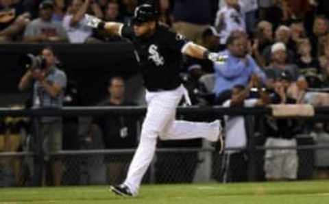 Jun 24, 2016; Chicago, IL, USA; Chicago White Sox left fielder Melky Cabrera (53) reacts after his home run in the fifth inning of their game against the Toronto Blue Jays at U.S. Cellular Field. Mandatory Credit: Matt Marton-USA TODAY Sports