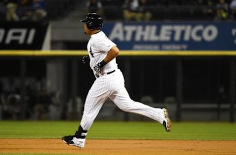 Sep 10, 2014; Chicago, IL, USA; Chicago White Sox first baseman Jose Abreu (79) runs to second base after hitting a double against the Oakland Athletics during the first inning at U.S Cellular Field. Mandatory Credit: Mike DiNovo-USA TODAY Sports