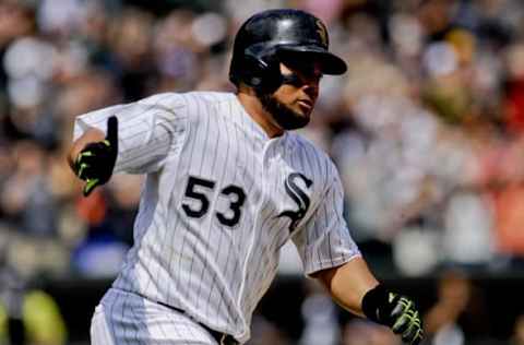 Jul 9, 2015; Chicago, IL, USA; Chicago White Sox left fielder Melky Cabrera (53) waves his hand after hitting a home run in the sixth inning against the Toronto Blue Jays at U.S Cellular Field. Mandatory Credit: Matt Marton-USA TODAY Sports