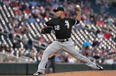 Sep 1, 2016; Minneapolis, MN, USA; Chicago White Sox starting pitcher Jose Quintana (62) delivers a pitch during the first inning against the Minnesota Twins at Target Field. Mandatory Credit: Jordan Johnson-USA TODAY Sports