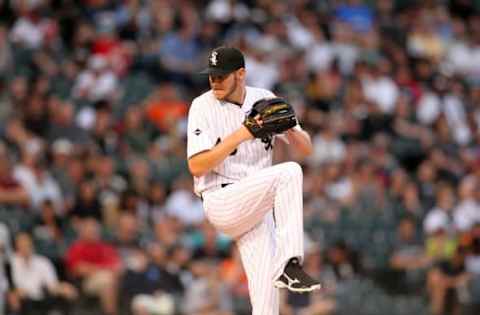 May 24, 2016; Chicago, IL, USA; Chicago White Sox starting pitcher Chris Sale (49) delivers a pitch during the second inning of the game against the Cleveland Indians at U.S. Cellular Field. Mandatory Credit: Caylor Arnold-USA TODAY Sports