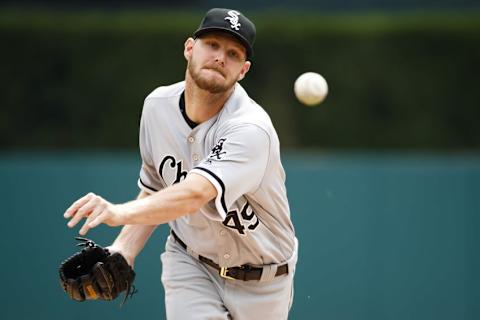 Aug 31, 2016; Detroit, MI, USA; Chicago White Sox starting pitcher Chris Sale (49) warms up before the first inning against the Detroit Tigers at Comerica Park. Mandatory Credit: Rick Osentoski-USA TODAY Sports