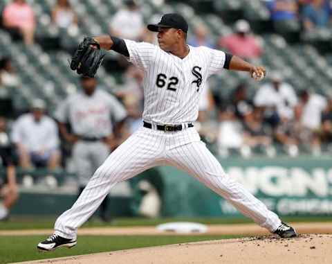 Sep 7, 2016; Chicago, IL, USA; Chicago White Sox starting pitcher Jose Quintana (62) delivers a pitch against the Detroit Tigers during the first inning at U.S. Cellular Field. Mandatory Credit: Kamil Krzaczynski-USA TODAY Sports