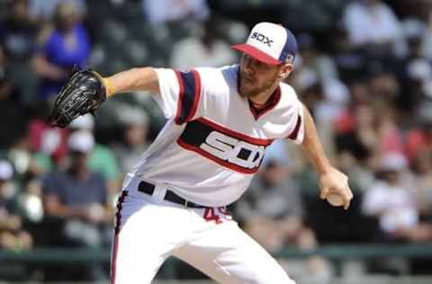 Sep 11, 2016; Chicago, IL, USA; Chicago White Sox starting pitcher Chris Sale (49) throws against the Kansas City Royals during the first inning at U.S. Cellular Field. Mandatory Credit: David Banks-USA TODAY Sports