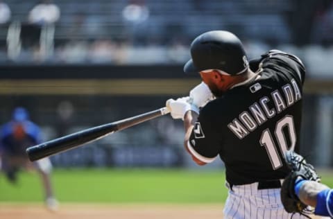 CHICAGO, ILLINOIS – APRIL 17: Yoan Moncada #10 of the Chicago White Sox bats against the Kansas City Royals at Guaranteed Rate Field on April 17, 2019 in Chicago, Illinois. (Photo by Jonathan Daniel/Getty Images)