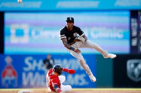 CLEVELAND, OH – MAY 08: Tim Anderson #7 of the Chicago White Sox tries but is not able to turn a double play over Jake Bauers #10 of the Cleveland Indians in the fourth inning at Progressive Field on May 8, 2019 in Cleveland, Ohio. (Photo by Joe Robbins/Getty Images)