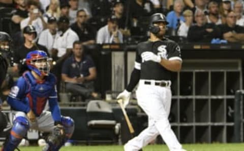 CHICAGO, ILLINOIS – AUGUST 22: Yoan Moncada #10 of the Chicago White Sox hits a two-run home against the Texas Rangers during the third inning at Guaranteed Rate Field on August 22, 2019, in Chicago, Illinois. (Photo by David Banks/Getty Images)