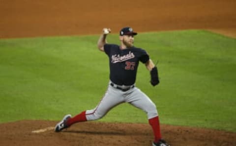 HOUSTON, TEXAS – OCTOBER 29: Stephen Strasburg #37 of the Washington Nationals delivers the pitch against the Houston Astros during the ninth inning in Game Six of the 2019 World Series at Minute Maid Park on October 29, 2019 in Houston, Texas. (Photo by Bob Levey/Getty Images)