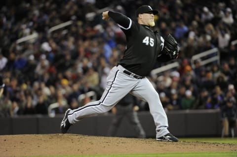 White Sox reliever Bobby Jenks in 2010. (Photo by Ron Vesely/MLB Photos via Getty Images)