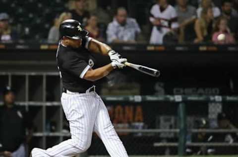 CHICAGO, IL – AUGUST 17: Jose Abreu #79 of the Chicago White Sox hits a three run home run in the 7th inning against the Kansas City Royals at Guaranteed Rate Field on August 17, 2018 in Chicago, Illinois. (Photo by Jonathan Daniel/Getty Images)