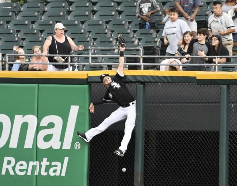 CHICAGO, IL – SEPTEMBER 03: Adam Engel #15 of the Chicago White Sox can’t catch a home run hit by Niko Goodrum #28 of the Detroit Tigers during the seventh inning on September 3, 2018 at Guaranteed Rate Field in Chicago, Illinois. (Photo by David Banks/Getty Images)