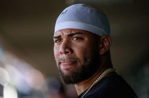 SCOTTSDALE, ARIZONA – FEBRUARY 25: Yoan Moncada #10 of the Chicago White Sox looks on in the dugout during the spring training game against the San Francisco Giants at Scottsdale Stadium on February 25, 2019 in Scottsdale, Arizona. (Photo by Jennifer Stewart/Getty Images)