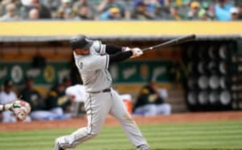 OAKLAND, CA – APRIL 18: Welington Castillo #21 of the Chicago White Sox bats against the Oakland Athletics at Oakland Alameda Coliseum on April 18, 2018 in Oakland, California. (Photo by Ezra Shaw/Getty Images)