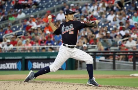 WASHINGTON, DC – JULY 15: Pitcher Dylan Cease #29 of the Chicago White Sox and the U.S. Team works the ninth inning against the World Team during the SiriusXM All-Star Futures Game at Nationals Park on July 15, 2018 in Washington, DC. (Photo by Rob Carr/Getty Images)