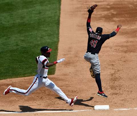 CHICAGO, IL – JULY 30: Tim Anderson #7 of the Chicago White Sox is safe at first base as Carlos Santana #41 of the Cleveland Indians can’t handle an errant throw during the third inning on July 30, 2017 at Guaranteed Rate Field in Chicago, Illinois. (Photo by David Banks/Getty Images)