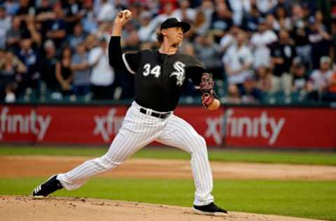 CHICAGO, IL – AUGUST 21: Michael Kopech #34 of the Chicago White Sox pitches against the Minnesota Twins during the first inning in his MLB debut game at Guaranteed Rate Field on August 21, 2018 in Chicago, Illinois. (Photo by Jon Durr/Getty Images)