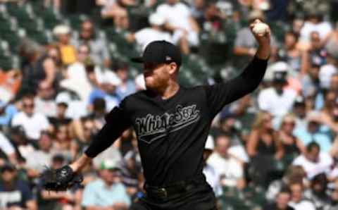 CHICAGO, ILLINOIS – AUGUST 25: Aaron Bummer #39 of the Chicago White Sox pitches against the Texas Rangers during the sixth inning at Guaranteed Rate Field on August 25, 2019 in Chicago, Illinois. (Photo by David Banks/Getty Images)