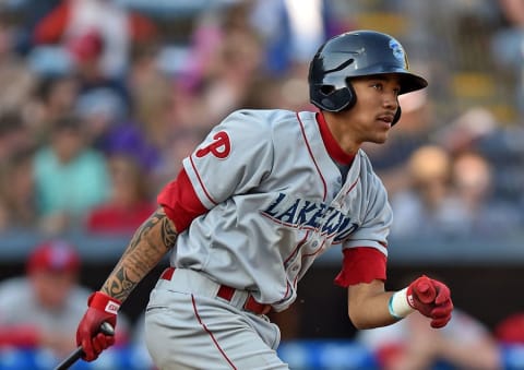 J.P. Crawford is the top prospect in the Phillies system, and has been ranked by Baseball America as the #6 prospect in the game. (Photo Credit: Tony Farlow/Four Seam Images)