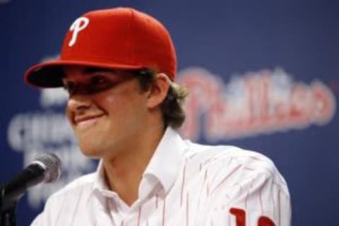 The Phillies selected RHP Aaron Nola out of LSU with the 7th overall selection in the 1st Round of the 2014 MLB Draft. The club holds the 10th overall pick this time around.