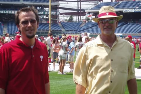 Phillies fans always enjoy hearing Scott Franzke (L) and Larry Anderson (R) call Phillies games on the team’s broadcasts. (Photo Credit: Jenn Zambri as zambrij at photobucket)