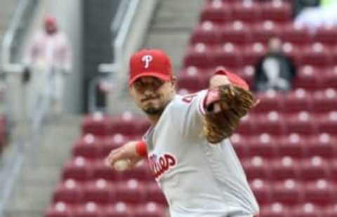 Apr 7, 2016; Cincinnati, OH, USA; the Phillies need a better outing from Morton than they received in his first start in Cincinnati. (Photo Credit: David Kohl-USA TODAY Sports)