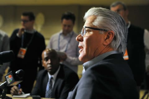 Dec 8, 2015; Nashville, TN, USA; Philadelphia Phillies manager Mackanin speaks with the media during the MLB winter meetings at Gaylord Opryland Resort . (Photo Credit: Jim Brown-USA TODAY Sports)