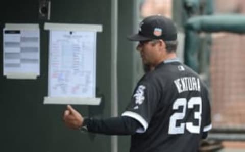 Mar 5, 2016; Surprise, AZ, USA; Chicago White Sox manager Ventura (23) received a pair of our staff votes as first to be fired this year. (Photo Credit: Joe Camporeale-USA TODAY Sports)