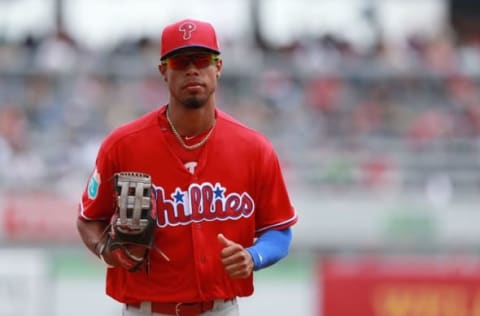 Mar 13, 2016; Tampa, FL, USA; Philadelphia Phillies right fielder Nick Williams (79) at George M. Steinbrenner Field. Mandatory Credit: Kim Klement-USA TODAY Sports