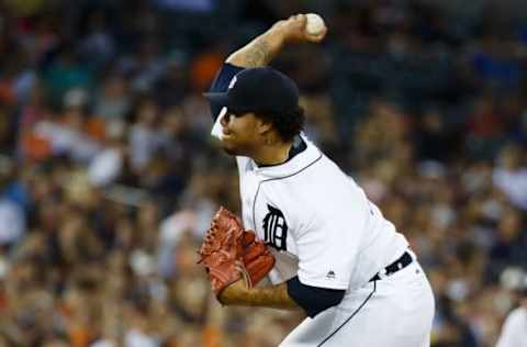 Jul 19, 2016; Detroit, MI, USA; Detroit Tigers relief pitcher Rondon (43) pitches in the seventh inning against the Minnesota Twins at Comerica Park. Mandatory Credit: Rick Osentoski-USA TODAY Sports