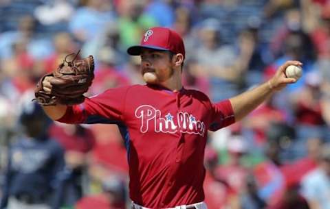 Mar 13, 2015; Clearwater, FL, USA; Philadelphia Phillies starting pitcher Biddle (70) throws a pitch during the fifth inning of a spring training baseball game against the Tampa Bay Rays at Bright House Field. Mandatory Credit: Reinhold Matay-USA TODAY Sports