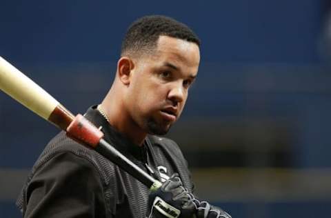 Apr 16, 2016; St. Petersburg, FL, USA; Chicago White Sox first baseman Abreu (79) works out before the game against the Tampa Bay Rays at Tropicana Field. Mandatory Credit: Kim Klement-USA TODAY Sports