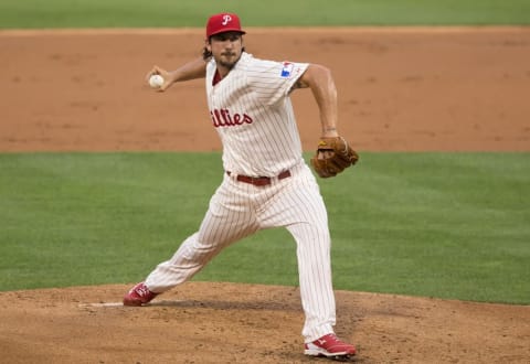 Jun 19, 2015; Philadelphia, PA, USA; Philadelphia Phillies relief pitcher Phillippe Aumont (48) pitches against the St. Louis Cardinals at Citizens Bank Park. Mandatory Credit: Bill Streicher-USA TODAY Sports