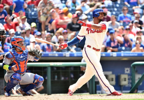 Jul 17, 2016; Philadelphia, PA, USA; Philadelphia Phillies right fielder Paredes (41) strikes out during the sixth inning against the New York Mets at Citizens Bank Park. Mandatory Credit: Eric Hartline-USA TODAY Sports