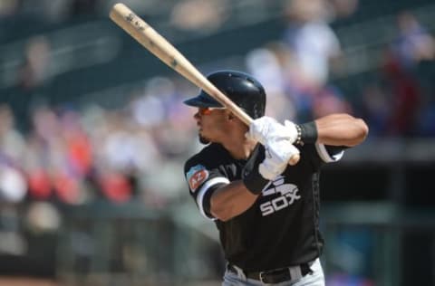 Mar 10, 2016; Surprise, AZ, USA; Chicago White Sox center fielder Jacob May (86) bats during the fourth inning against the Texas Rangers at Surprise Stadium. Mandatory Credit: Joe Camporeale-USA TODAY Sports