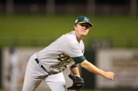 Nov 5, 2016; Surprise, AZ, USA; East pitcher Sam Bragg of the Oakland Athletics during the Arizona Fall League Fall Stars game at Surprise Stadium. Mandatory Credit: Mark J. Rebilas-USA TODAY Sports