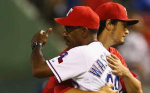 ARLINGTON, TX – JULY 28: Manager Ron Washington and Yu Darvish