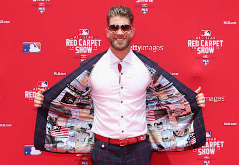 WASHINGTON, DC – JULY 17: Bryce Harper #34 of the Washington Nationals and the National League attends the 89th MLB All-Star Game, presented by MasterCard red carpet at Nationals Park on July 17, 2018 in Washington, DC. (Photo by Patrick Smith/Getty Images)