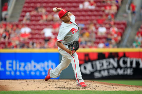 CINCINNATI, OH – JULY 26: Ranger Suarez #55 of the Philadelphia Phillies throws a pitch against the Cincinnati Reds at Great American Ball Park on July 26, 2018 in Cincinnati, Ohio. (Photo by Andy Lyons/Getty Images)