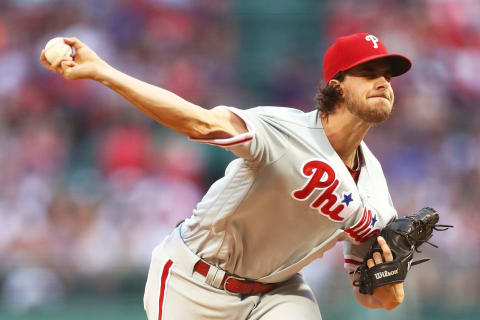 BOSTON, MA – JULY 30: Aaron Nola #27 of the Philadelphia Phillies pitches in the first inning of a game against the Boston Red Sox at Fenway Park on July 30, 2018 in Boston, Massachusetts. (Photo by Adam Glanzman/Getty Images)