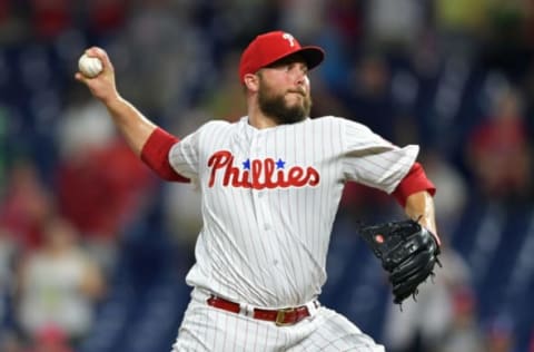 Tommy Hunter #96 of the Philadelphia Phillies (Photo by Drew Hallowell/Getty Images)