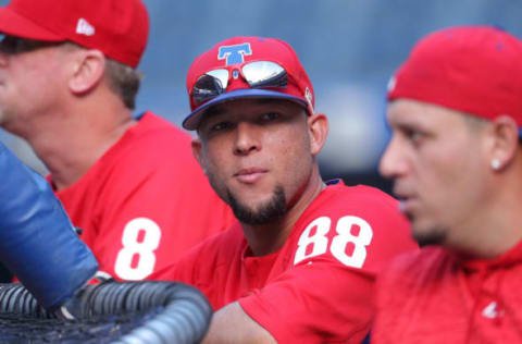 TORONTO, ON – AUGUST 24: Assistant hitting coach Pedro Guerrero #88 of the Philadelphia Phillies looks on during batting practice before the start of MLB game action against the Toronto Blue Jays at Rogers Centre on August 24, 2018 in Toronto, Canada. (Photo by Tom Szczerbowski/Getty Images)