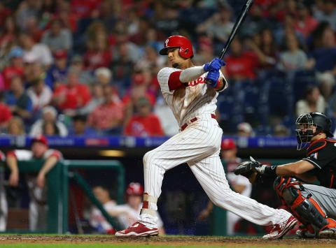 PHILADELPHIA, PA – SEPTEMBER 15: Aaron Altherr #23 of the Philadelphia Phillies in action against the Miami Marlins during a game at Citizens Bank Park on September 15, 2018 in Philadelphia, Pennsylvania. (Photo by Rich Schultz/Getty Images)