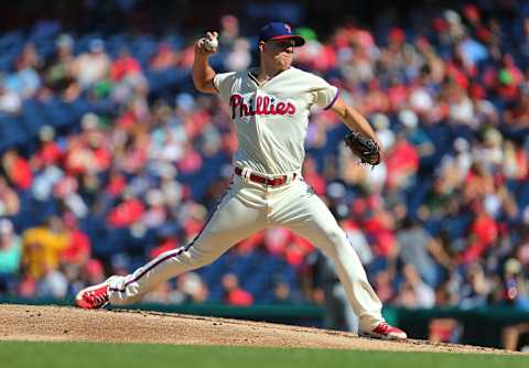 PHILADELPHIA, PA – SEPTEMBER 16: Nick Pivetta #43 of the Philadelphia Phillies in action against the Miami Marlins during a game at Citizens Bank Park on September 16, 2018 in Philadelphia, Pennsylvania. (Photo by Rich Schultz/Getty Images)