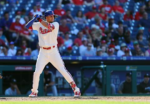 PHILADELPHIA, PA – SEPTEMBER 16: Aaron Altherr #23 of the Philadelphia Phillies in action against the Miami Marlins during a game at Citizens Bank Park on September 16, 2018 in Philadelphia, Pennsylvania. (Photo by Rich Schultz/Getty Images)