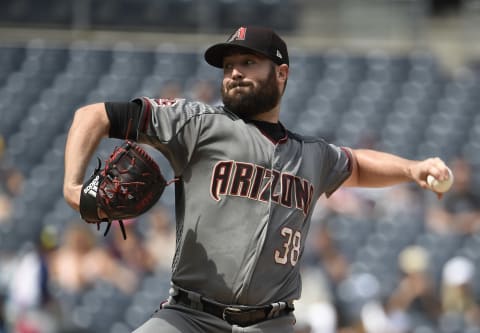 SAN DIEGO, CA – SEPTEMBER 30: Robbie Ray #38 of the Arizona Diamondbacks pitches during the first inning of a baseball game against the San Diego Padres at PETCO Park on September 30, 2018 in San Diego, California. (Photo by Denis Poroy/Getty Images)